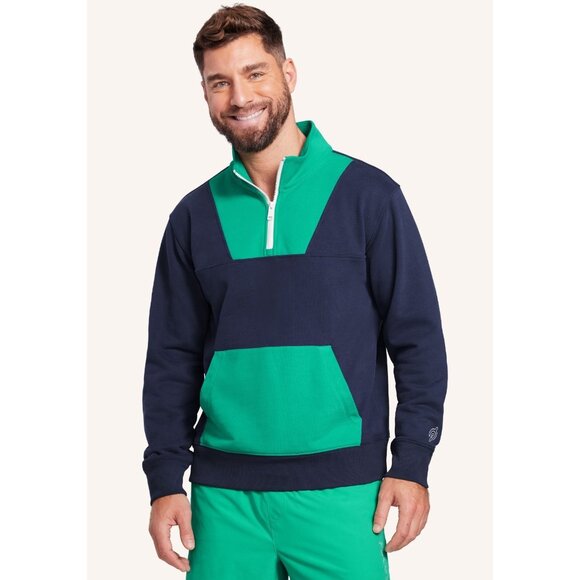*NEW* Peloton Terry 1/2 Zip Sweatshirt Blue And Green RARE Colorway Men's XL - Picture 2 of 10